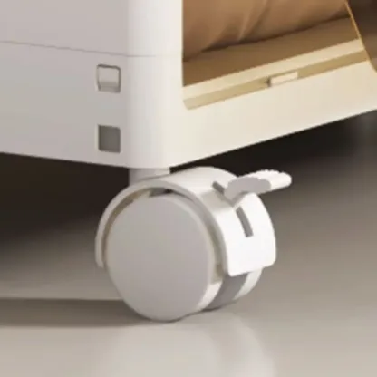 Hallway White Plastic Drop-Front Shoe Cabinet with Casters Image - 13