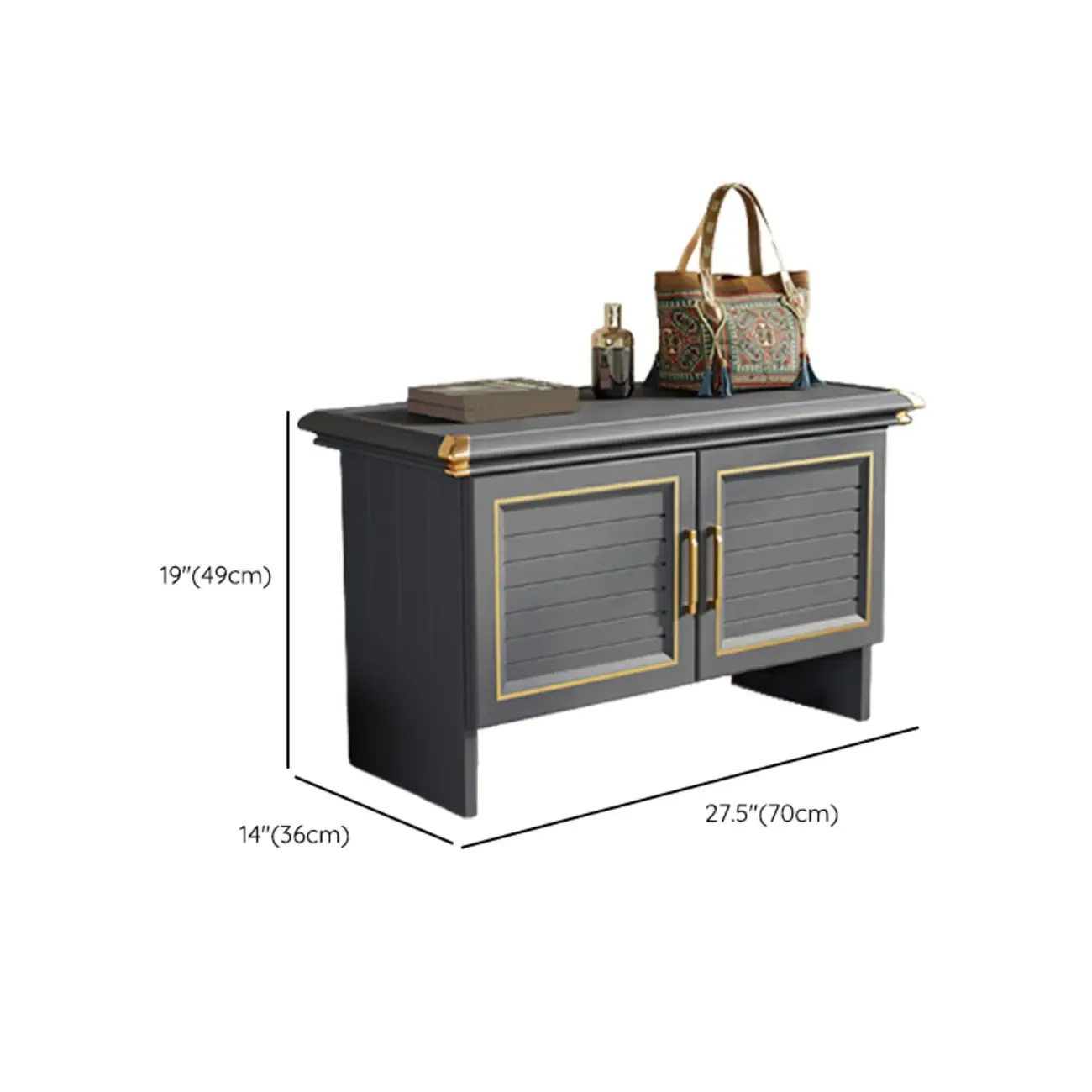 Rustic Grey Metal Shoe Storage Bench for Entryway Image - 11