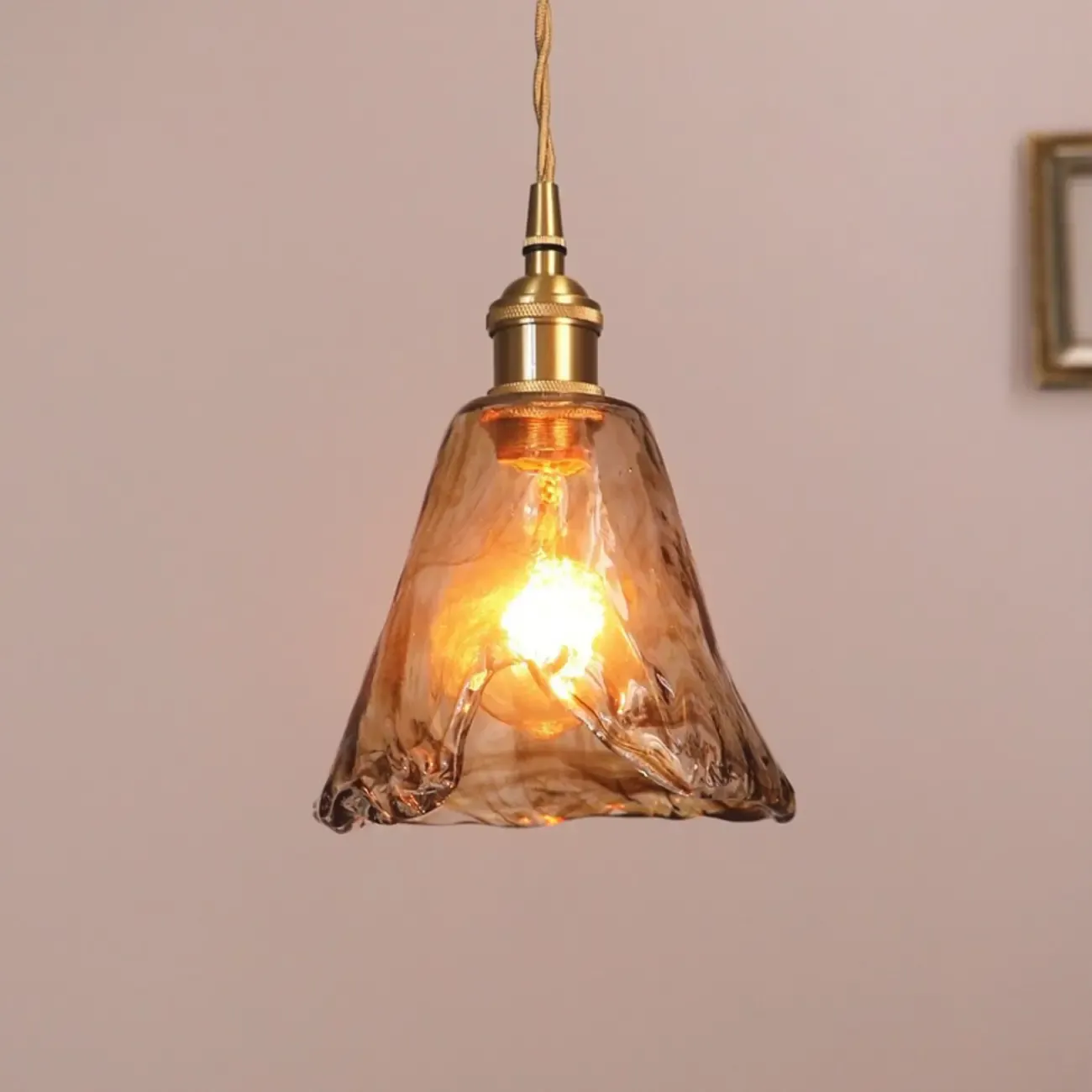 Modern Gold Glass Pendant Light for Kitchen or Dining Image - 3