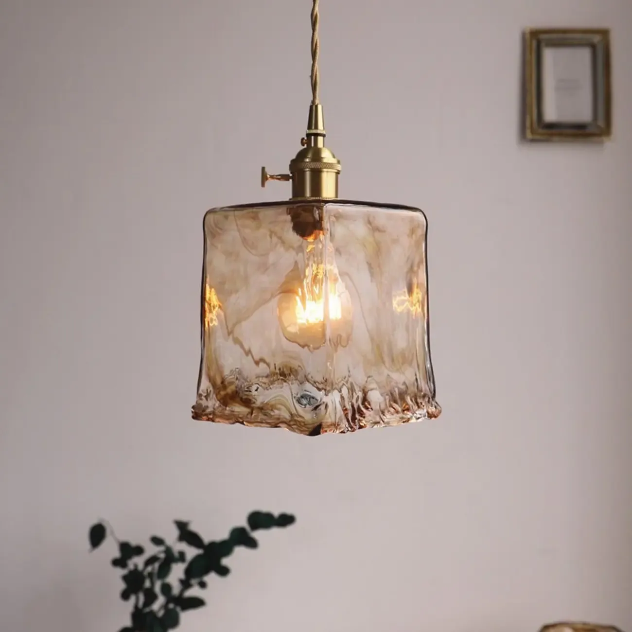 Modern Gold Glass Pendant Light for Kitchen or Dining Image - 5