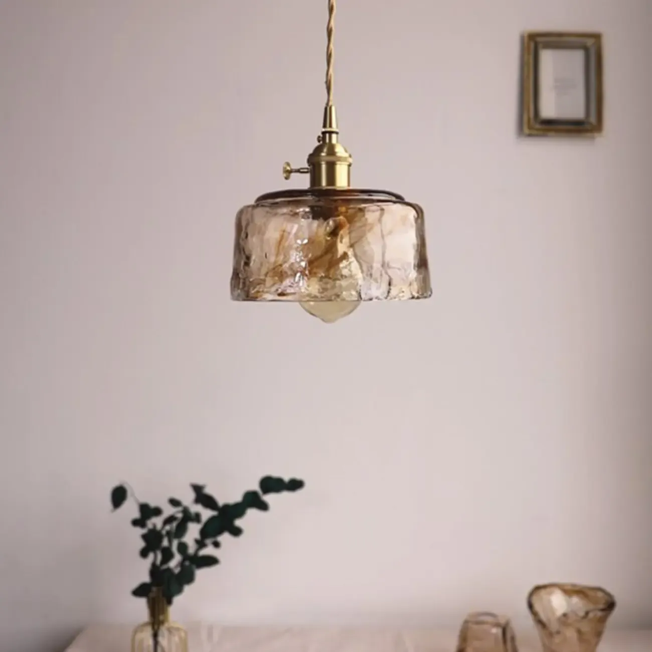 Modern Gold Glass Pendant Light for Kitchen or Dining Image - 9