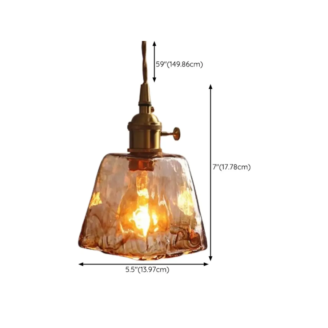 Modern Gold Glass Pendant Light for Kitchen or Dining #size