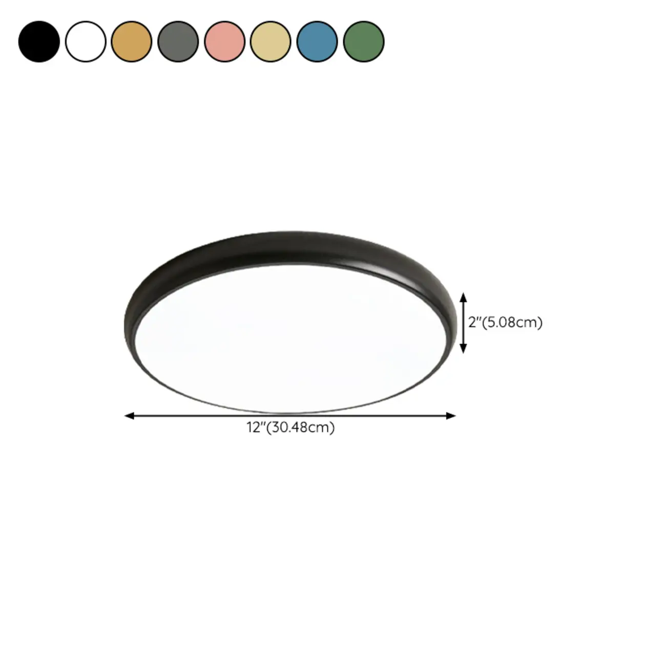 Minimalist Round Metal LED Flush Ceiling Light Dimmable #size