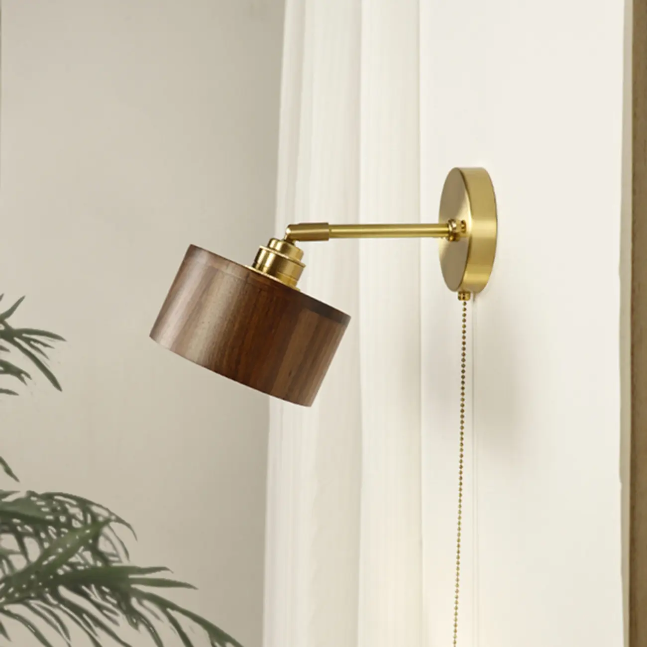 Modern Minimalist Wood Alloy Wall Sconce for Living Room | homeyfad