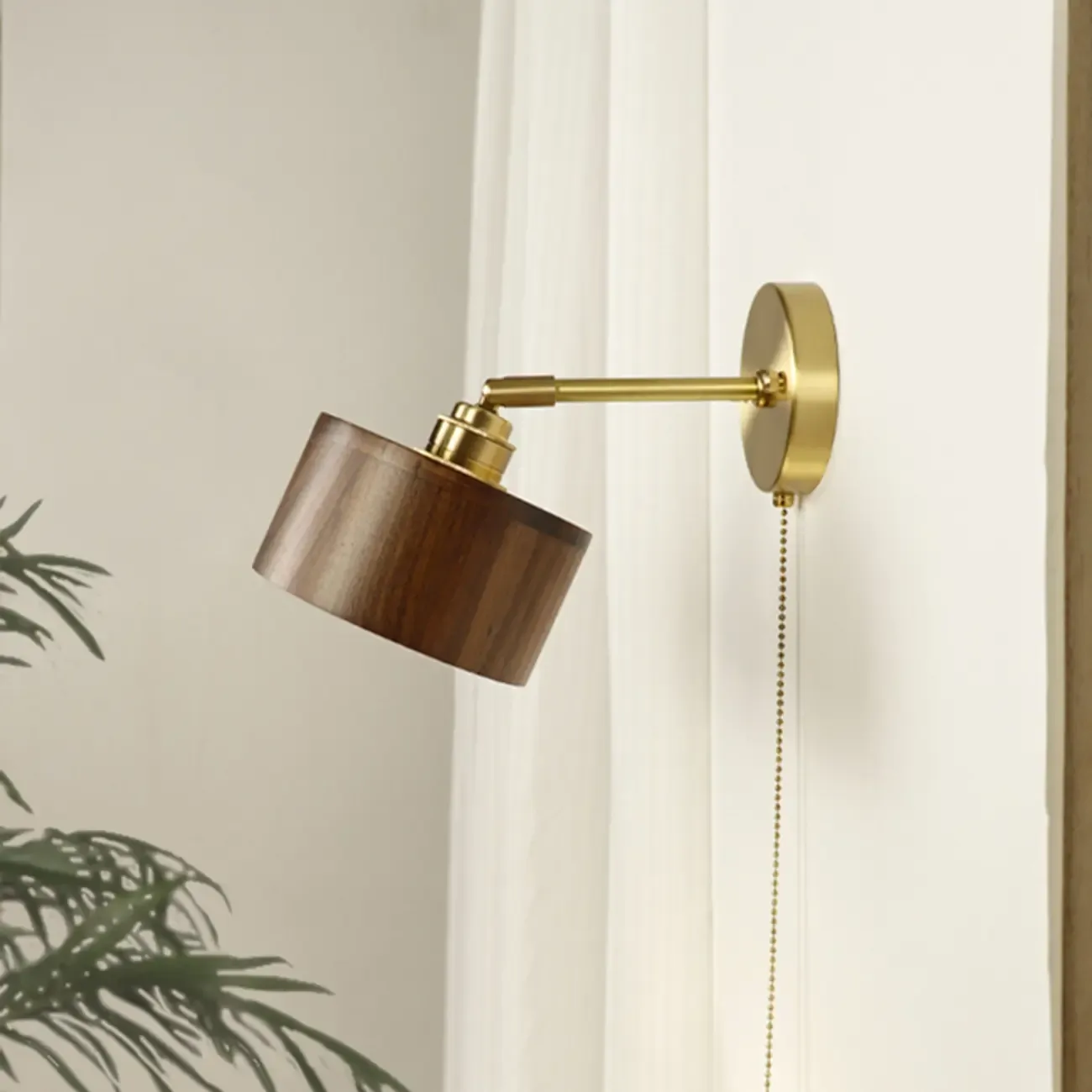 Modern Minimalist Wood Alloy Wall Sconce for Living Room