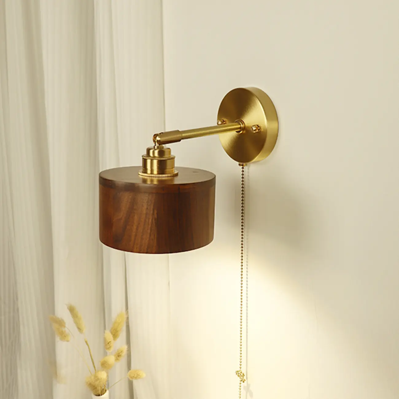 Modern Minimalist Wood Alloy Wall Sconce for Living Room | homeyfad