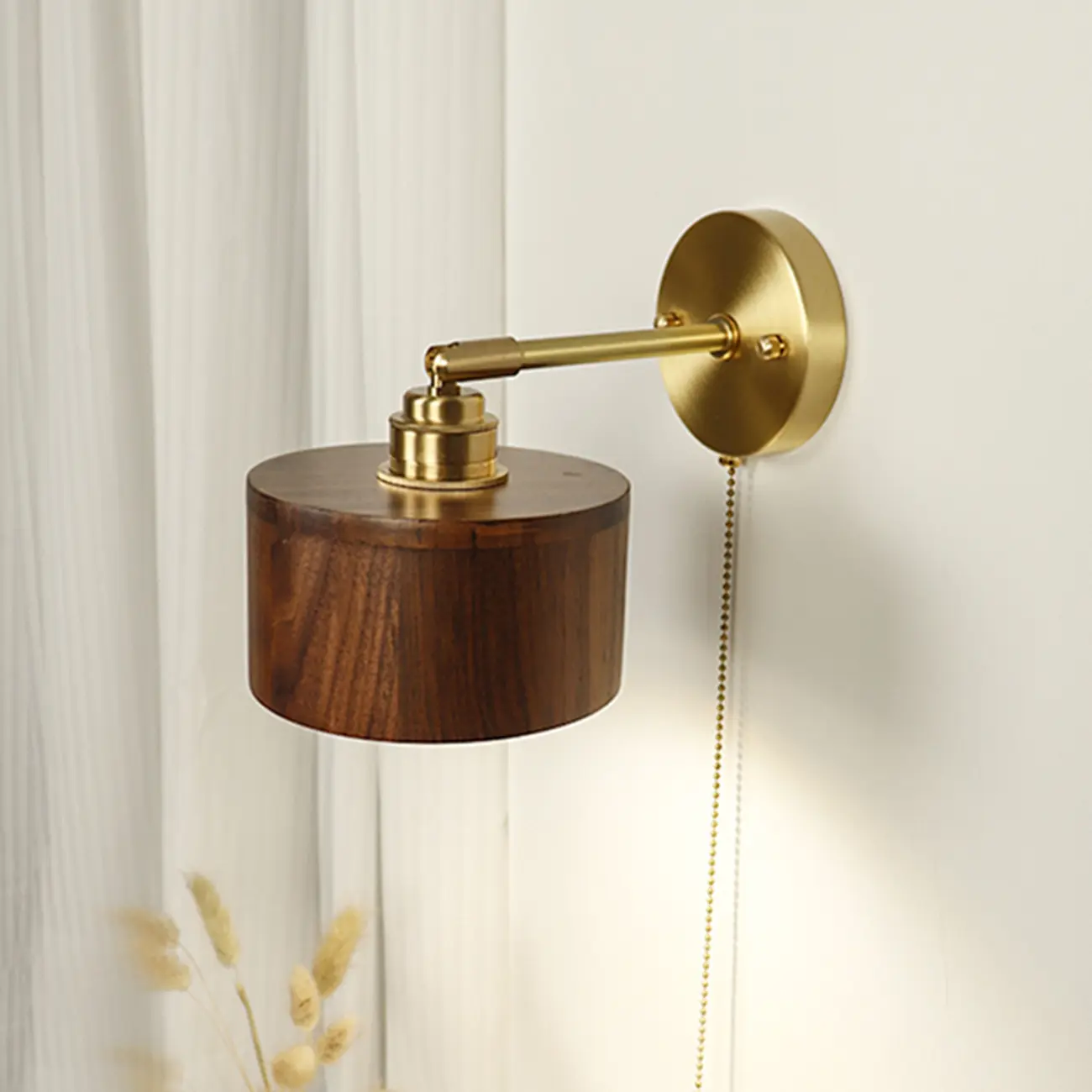 Modern Minimalist Wood Alloy Wall Sconce for Living Room | homeyfad