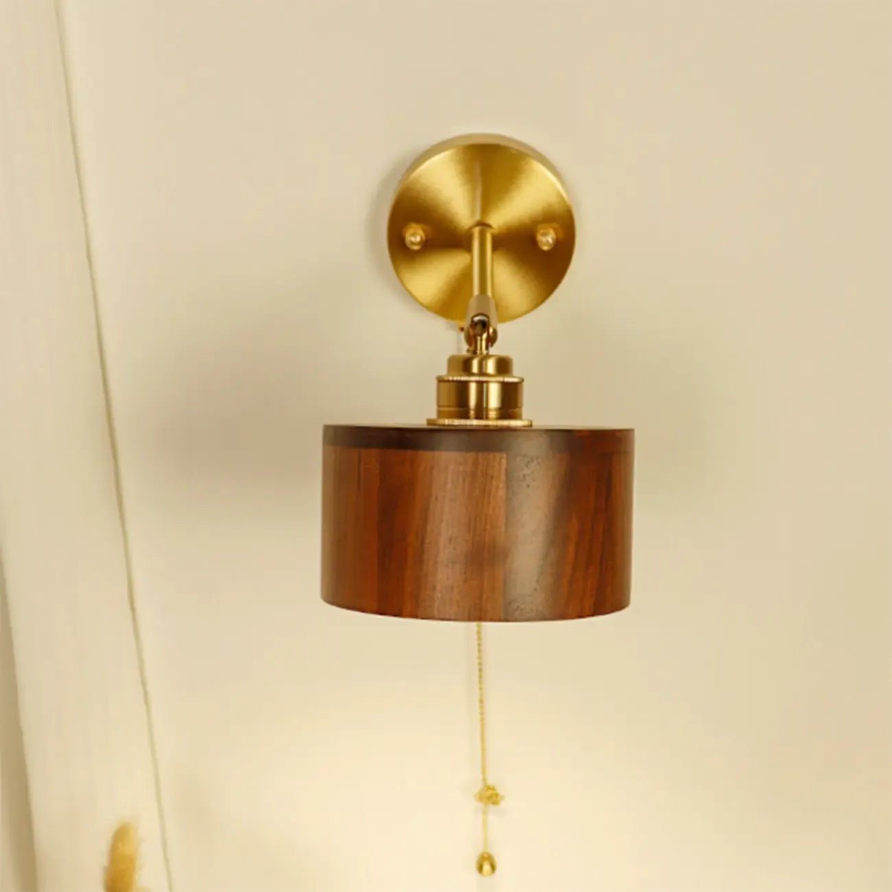 Modern Minimalist Wood Alloy Wall Sconce for Living Room