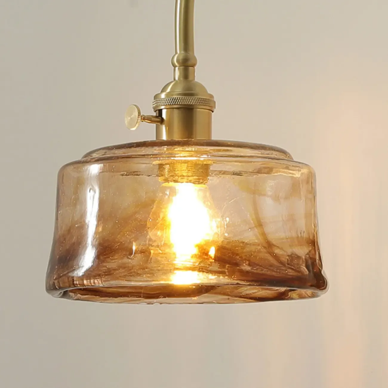 Vintage Geometric Glass Wall Light with Walnut Mount Image - 7