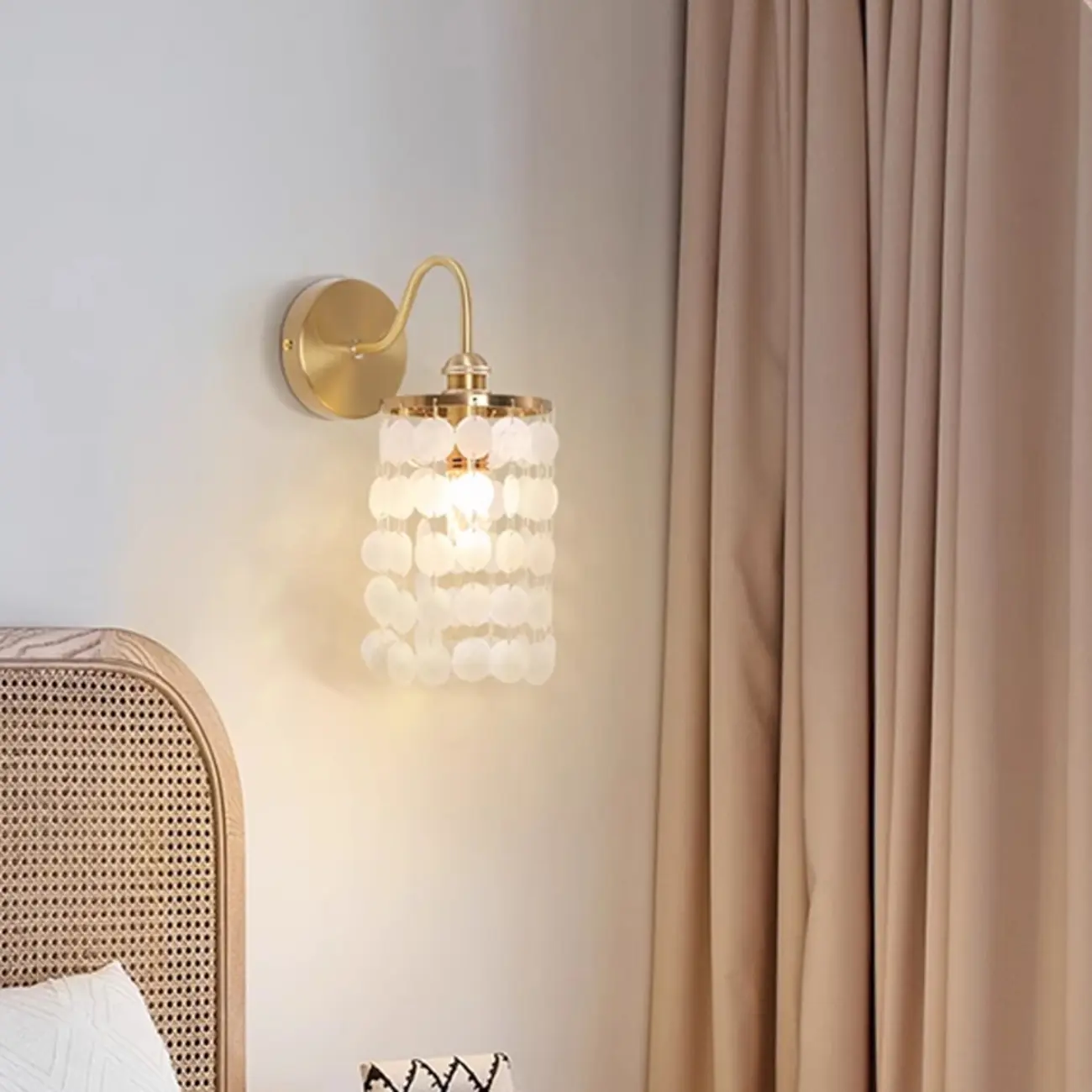 Modern Gold Wall Sconce with Crystal Shade for Bedroom Image - 1 | homeyfad