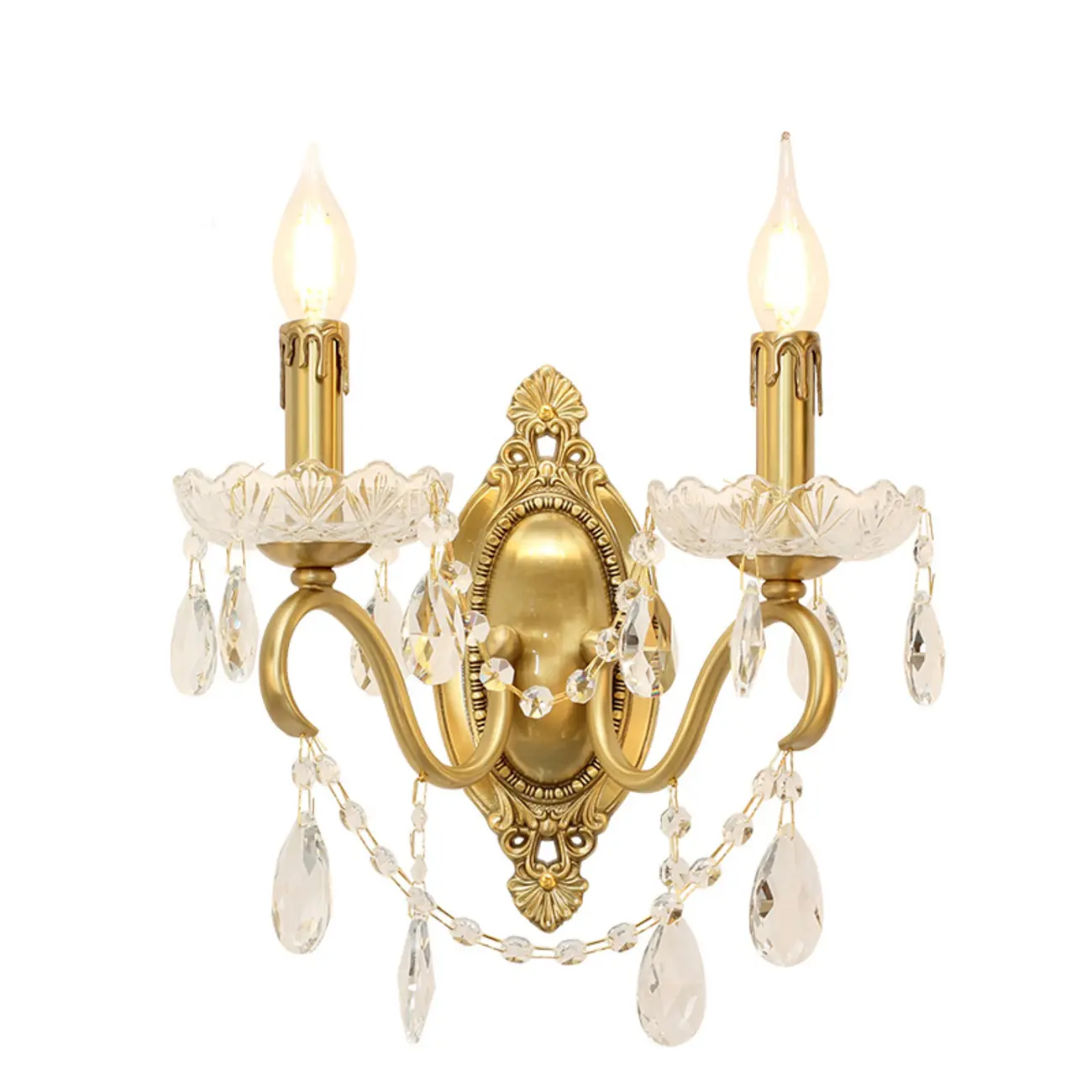 Vintage Crystal Wall Sconce with Gold Finish Image - 10 | homeyfad