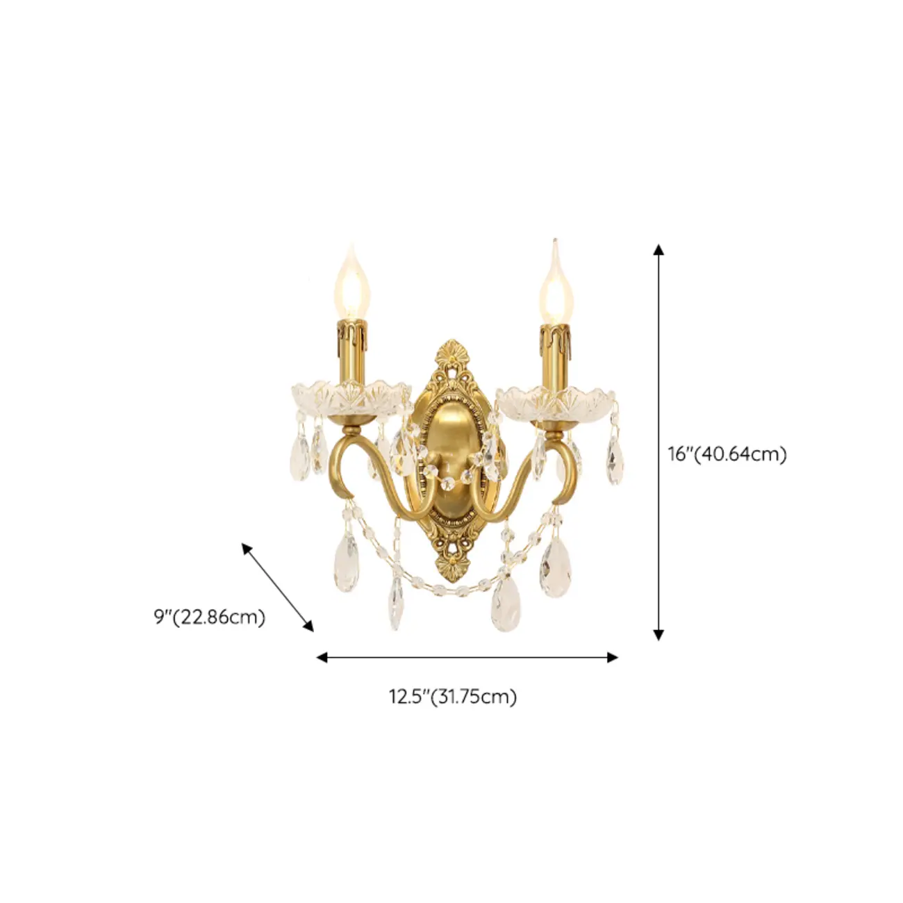 Vintage Crystal Wall Sconce with Gold Finish Image - 13 | homeyfad