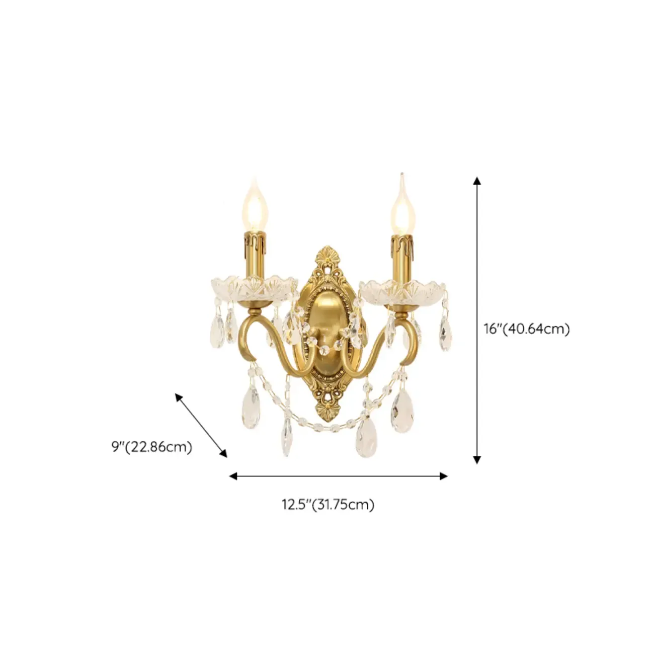 Vintage Crystal Wall Sconce with Gold Finish Image - 13