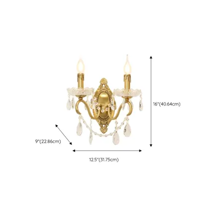 Vintage Crystal Wall Sconce with Gold Finish Image - 13