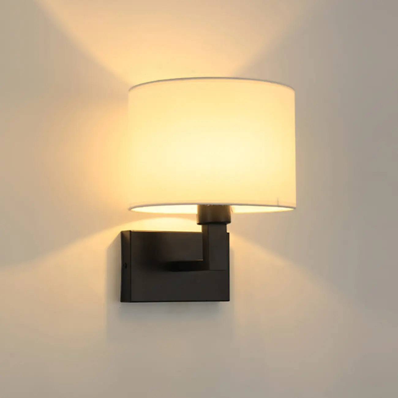 Modern Alloy Wall Sconce with Fabric Shade for Bedroom Image - 4 | homeyfad