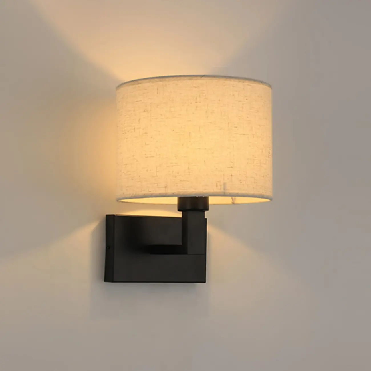 Modern Alloy Wall Sconce with Fabric Shade for Bedroom Image - 5 | homeyfad