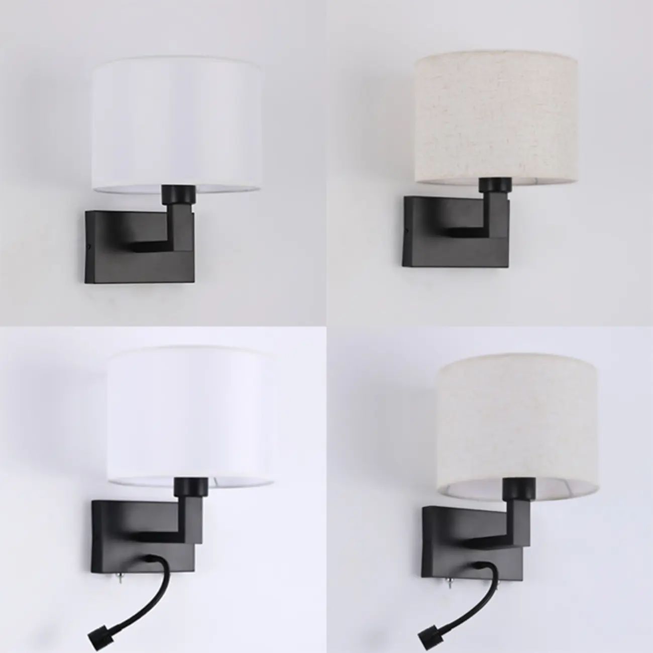 Modern Alloy Wall Sconce with Fabric Shade for Bedroom Image - 12 | homeyfad