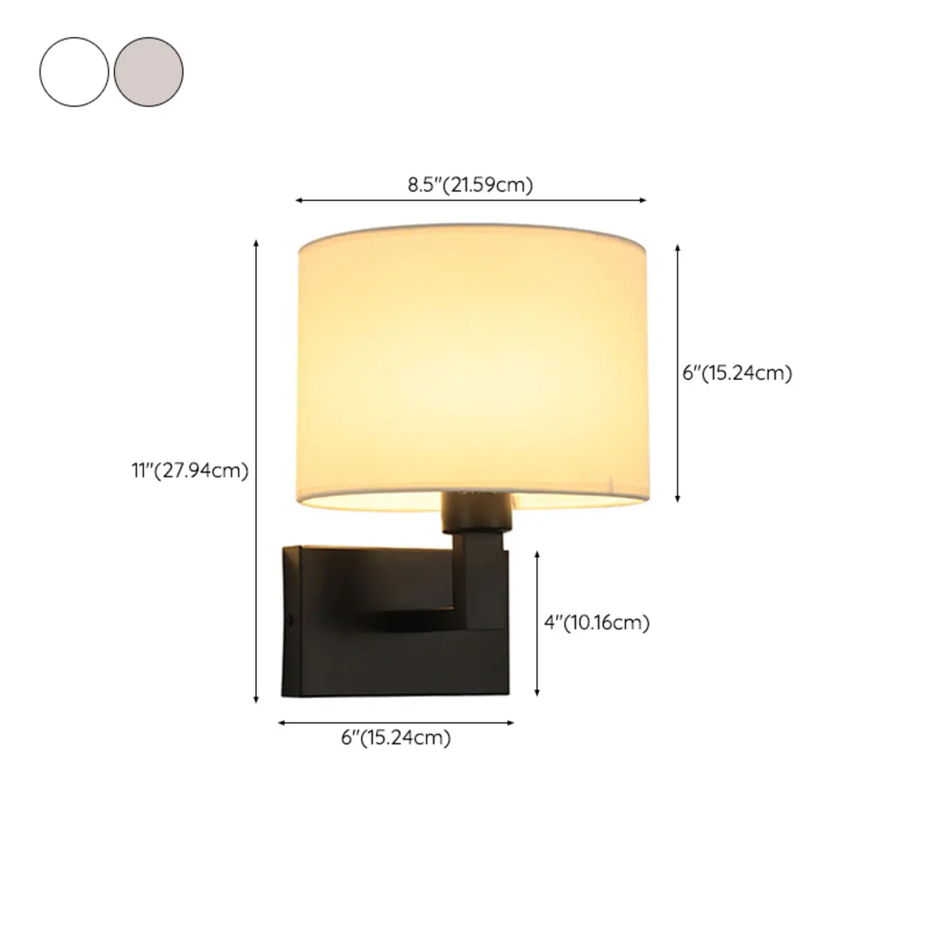 Modern Alloy Wall Sconce with Fabric Shade for Bedroom #size | homeyfad