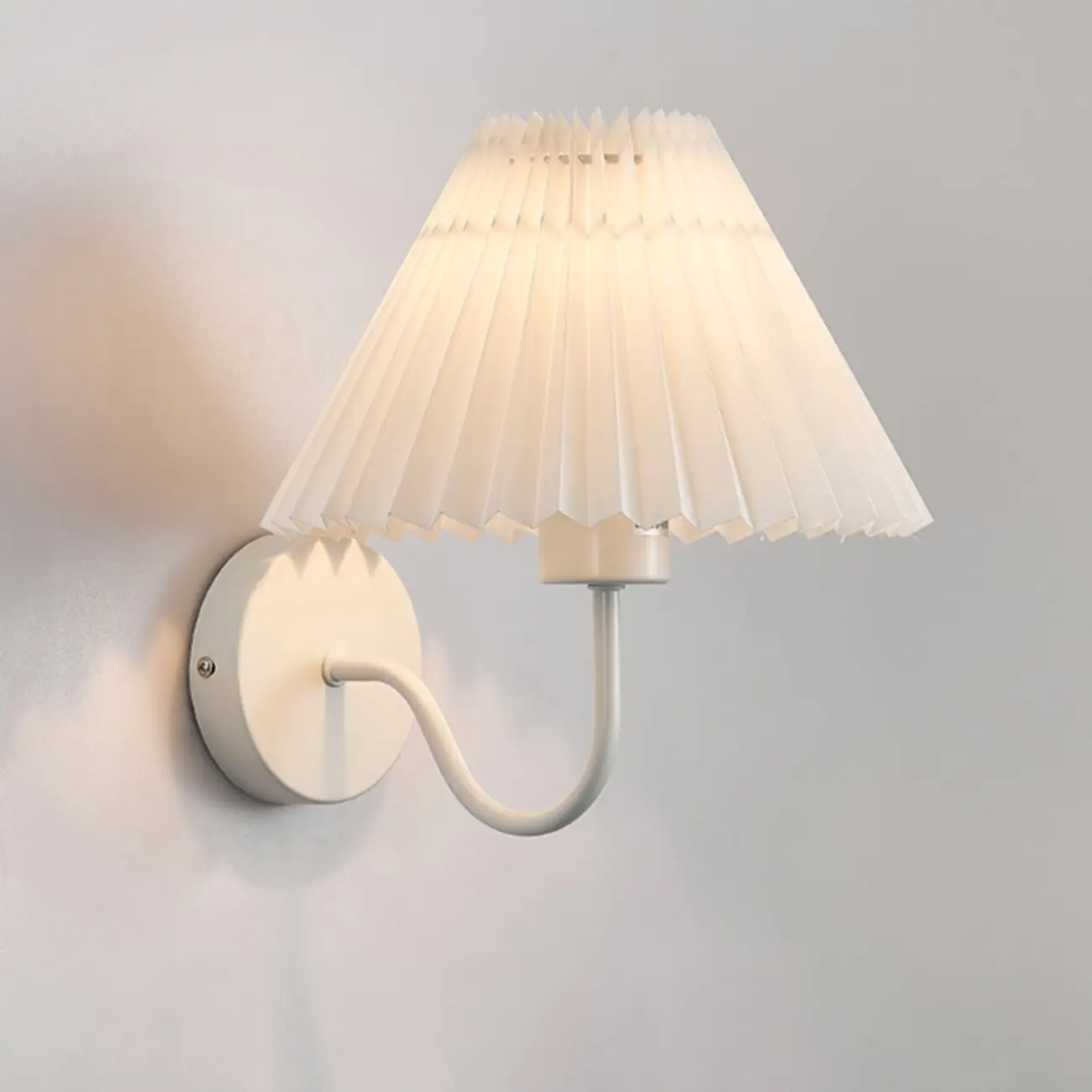 Modern Metal Wall Light with Fabric Shade for Bedroom Image - 4 | homeyfad