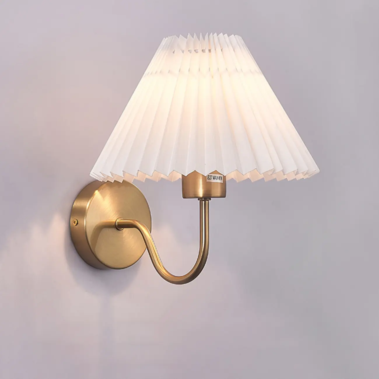 Modern Metal Wall Light with Fabric Shade for Bedroom Image - 2 | homeyfad