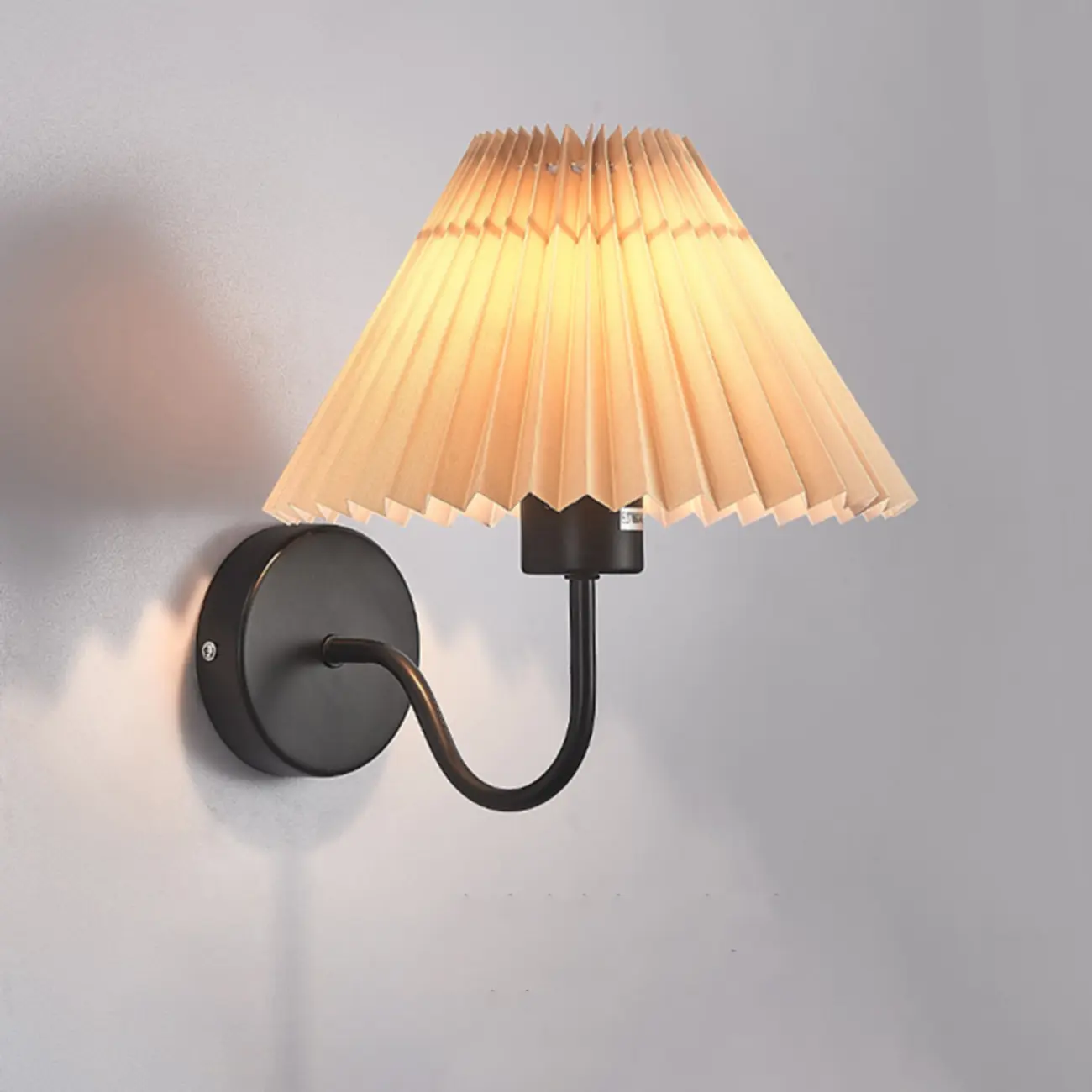 Modern Metal Wall Light with Fabric Shade for Bedroom Image - 7 | homeyfad