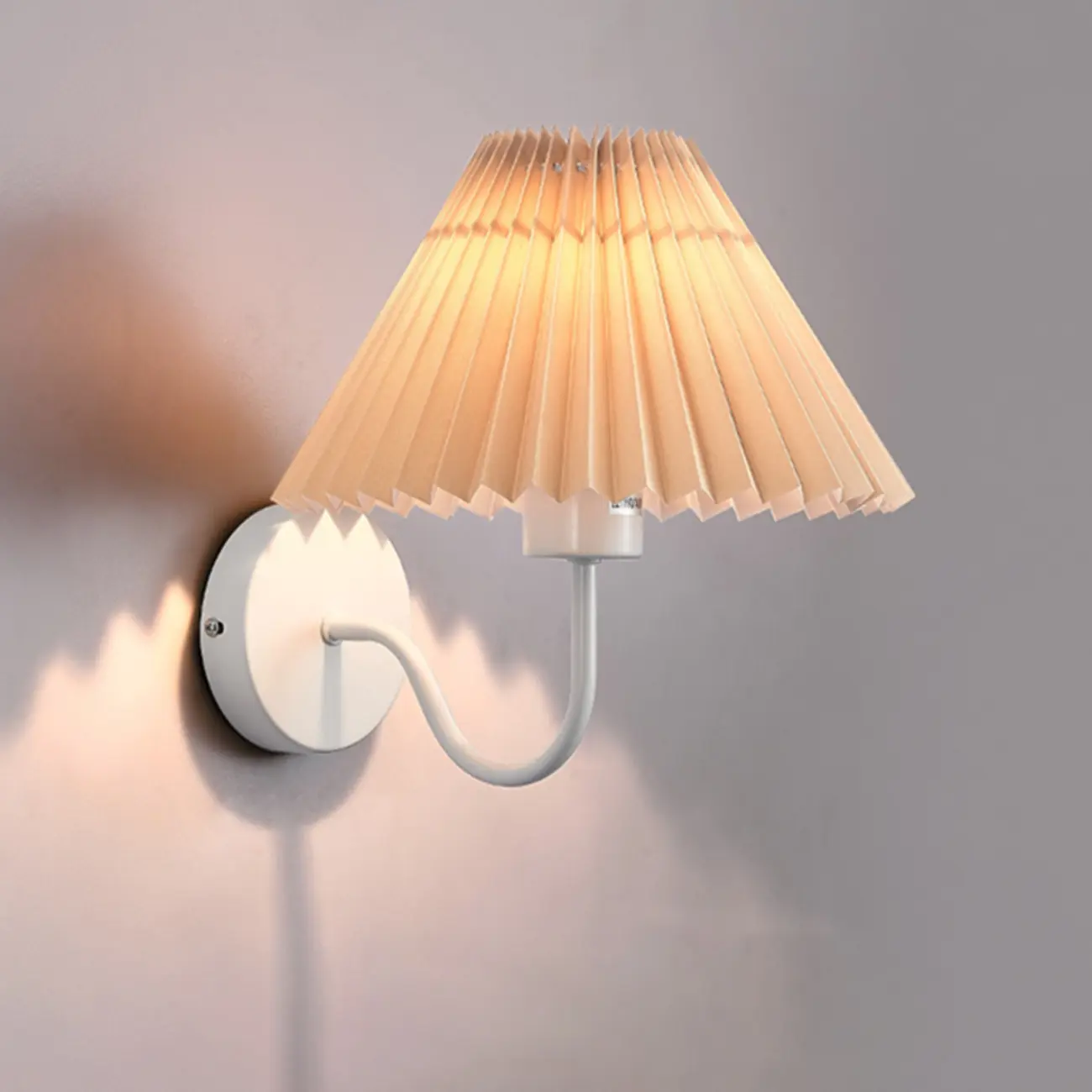 Modern Metal Wall Light with Fabric Shade for Bedroom Image - 10 | homeyfad