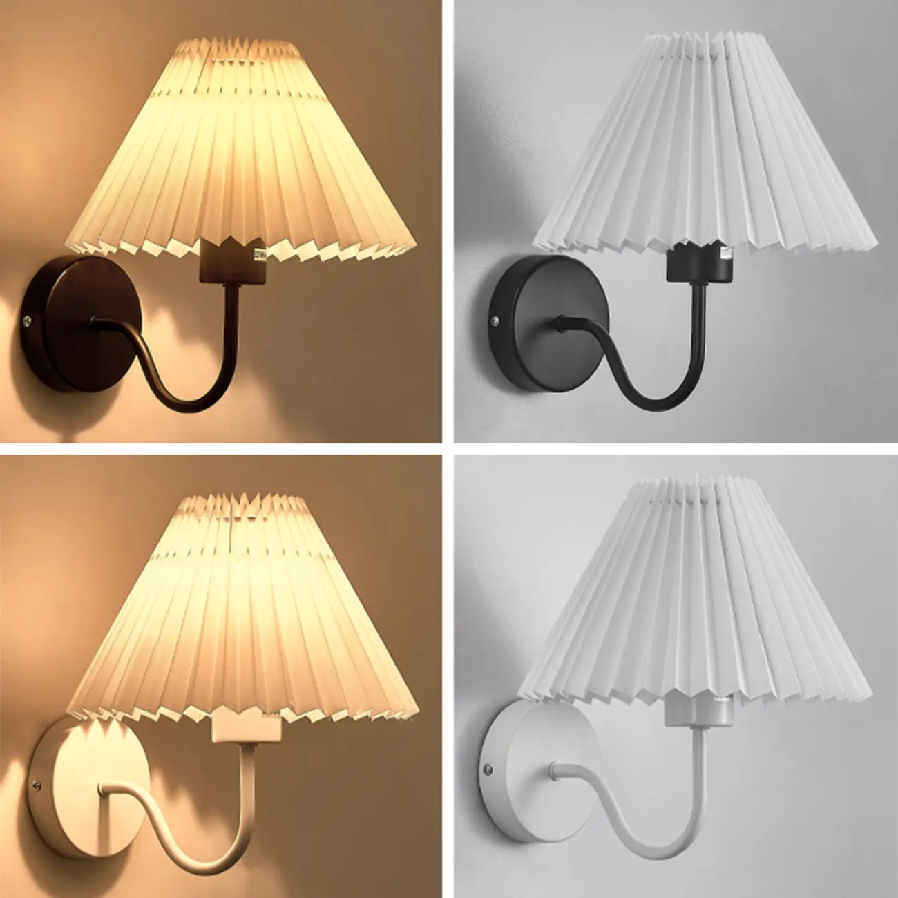Modern Metal Wall Light with Fabric Shade for Bedroom Image - 13 | homeyfad