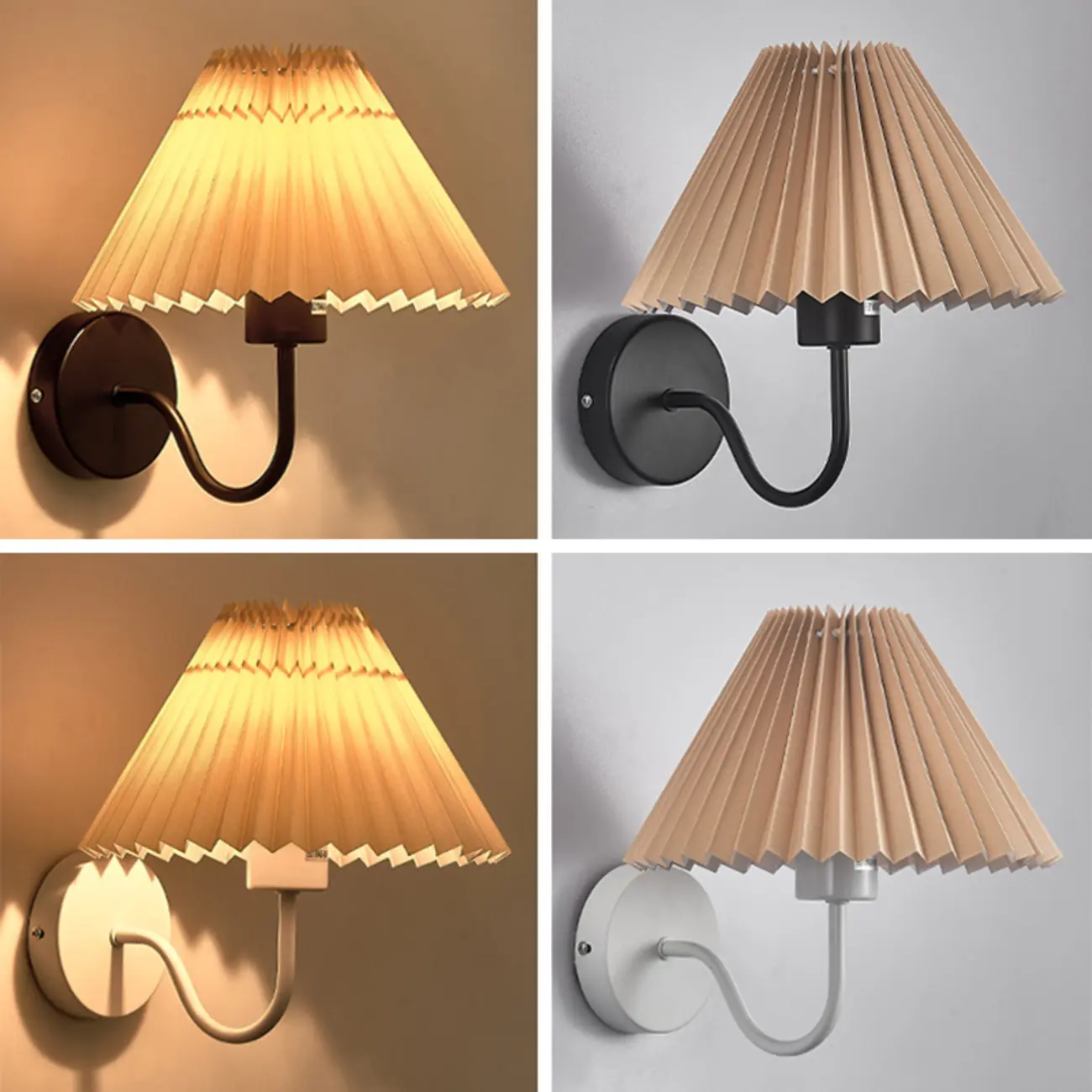 Modern Metal Wall Light with Fabric Shade for Bedroom Image - 14 | homeyfad