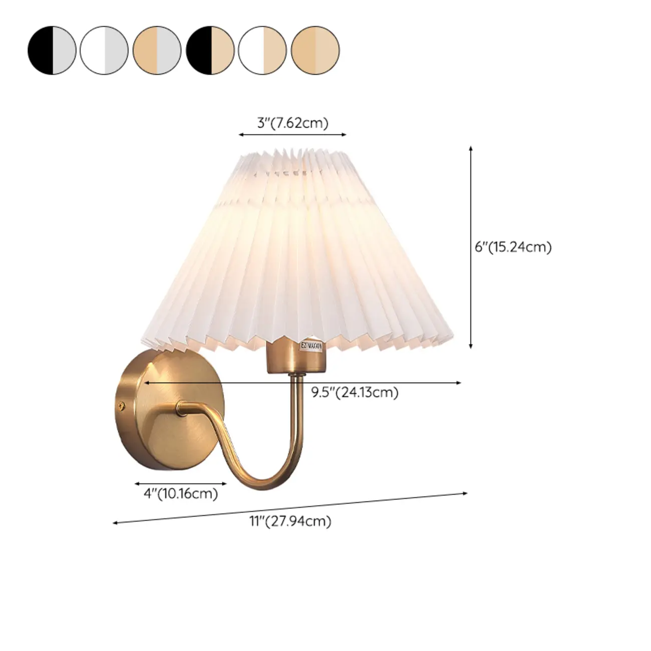 Modern Metal Wall Light with Fabric Shade for Bedroom #size | homeyfad