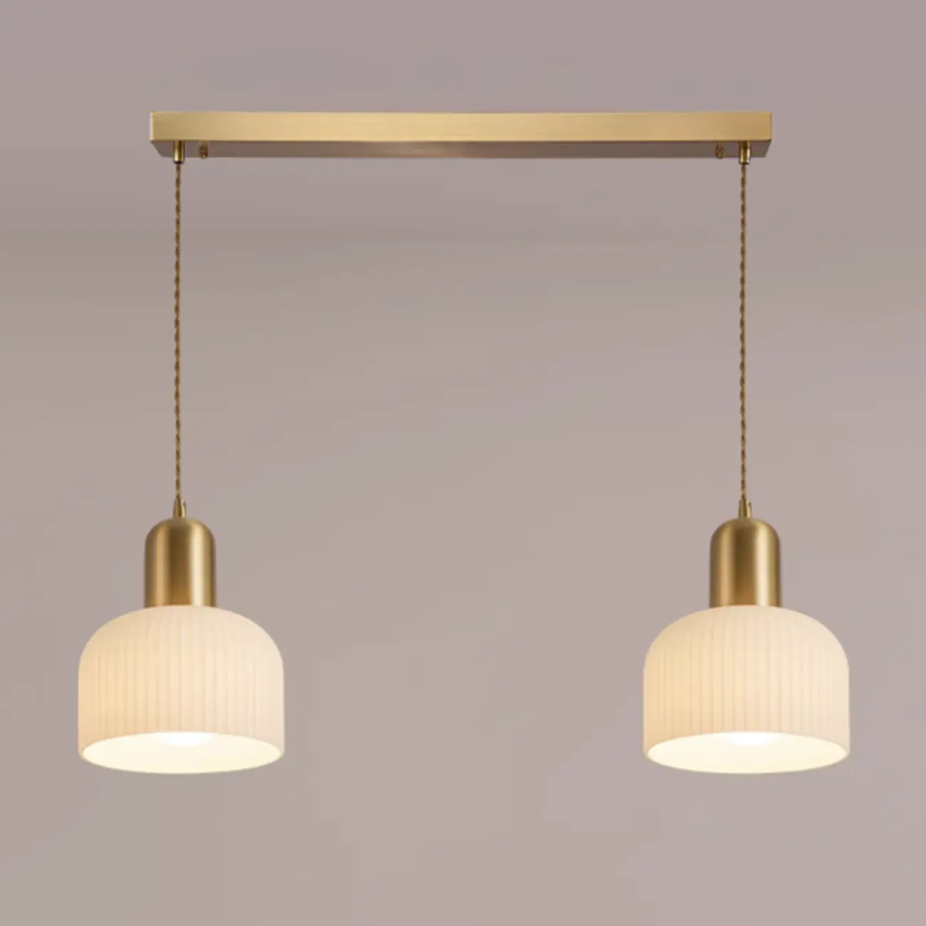 Modern Gold White Cylinder Glass Pendant Light for Kitchen Island Image - 2 | homeyfad