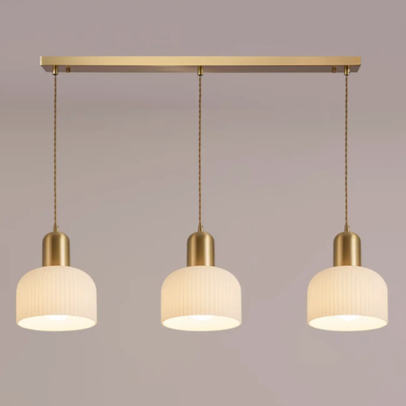 Modern Gold White Cylinder Glass Pendant Light for Kitchen Island Image - 3 | homeyfad