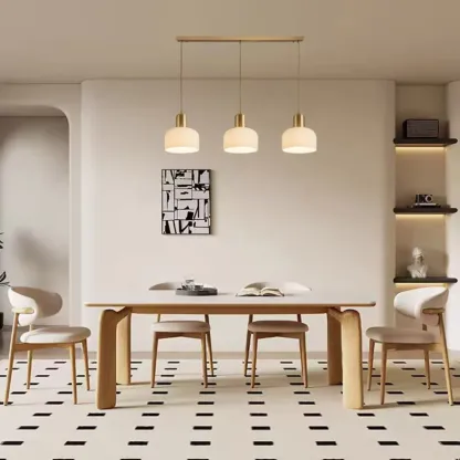 Modern Gold White Cylinder Glass Pendant Light for Kitchen Island Image - 5