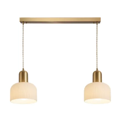 Modern Gold White Cylinder Glass Pendant Light for Kitchen Island Image - 8