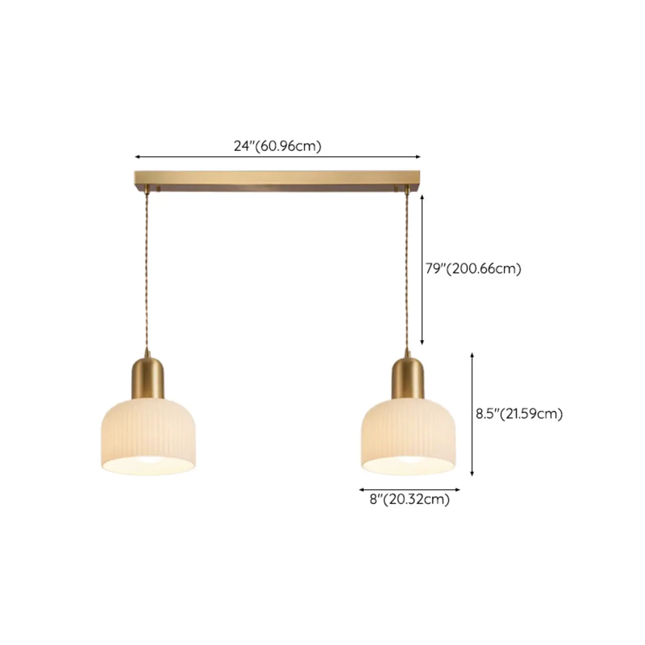 Modern Gold White Cylinder Glass Pendant Light for Kitchen Island #size | homeyfad