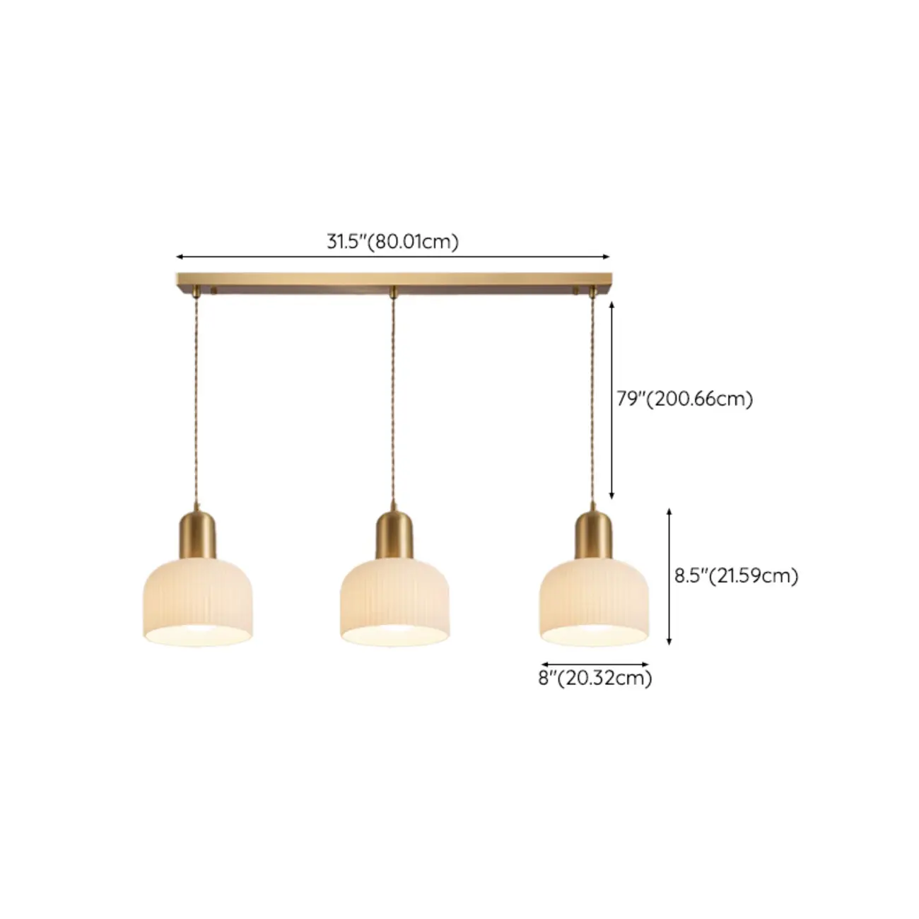 Modern Gold White Cylinder Glass Pendant Light for Kitchen Island Image - 12 | homeyfad