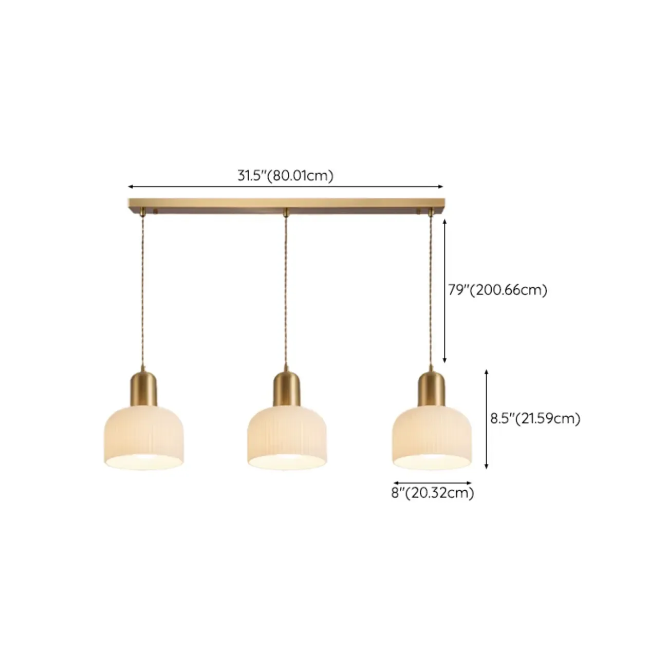 Modern Gold White Cylinder Glass Pendant Light for Kitchen Island Image - 12