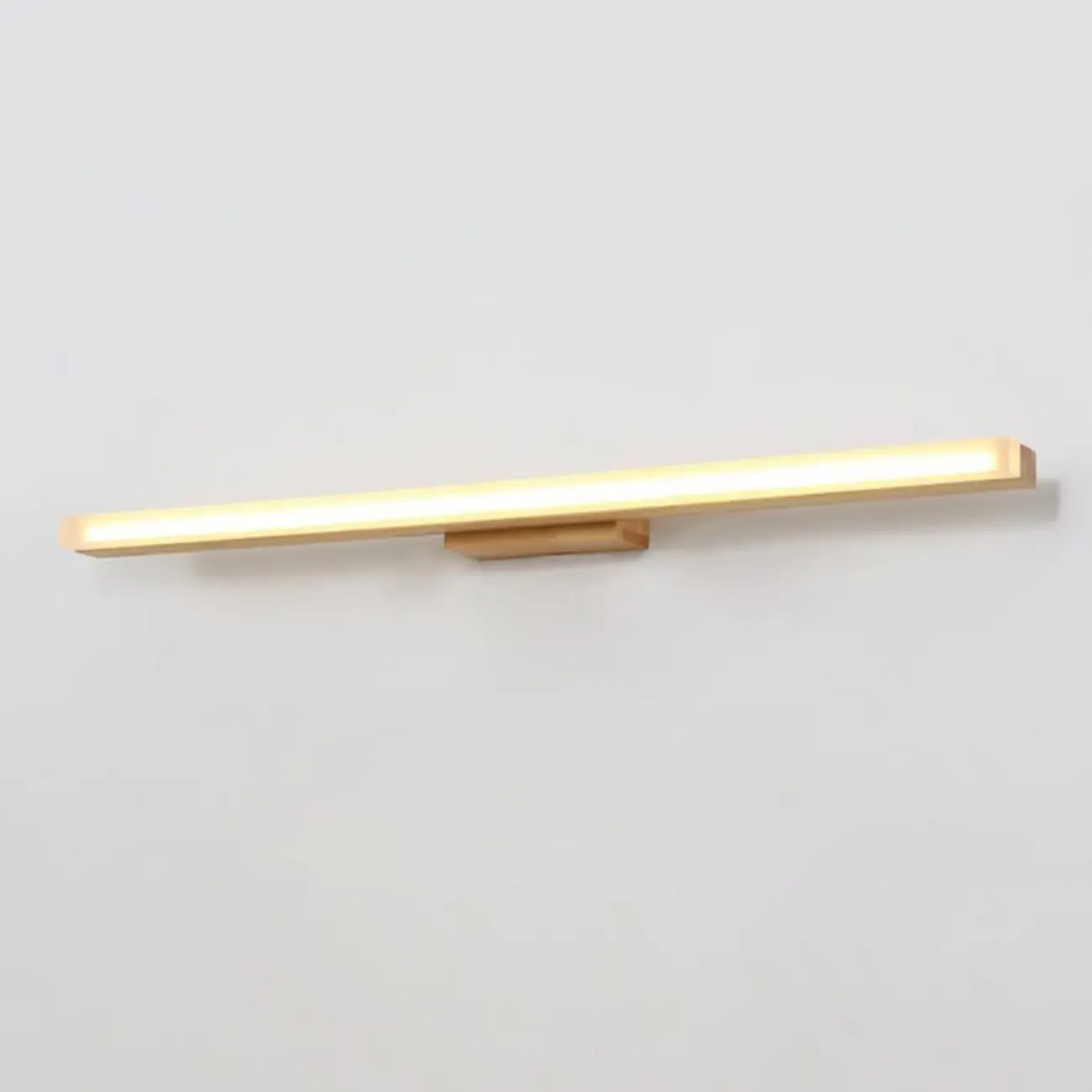 Elegant Wooden Vanity Light with Acrylic Shade for Bathroom Image - 8