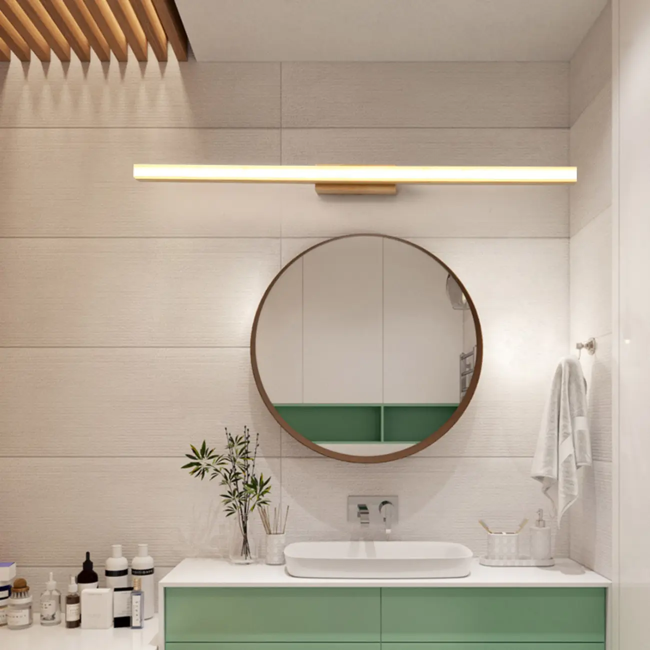 Elegant Wooden Vanity Light with Acrylic Shade for Bathroom Image - 15 | homeyfad