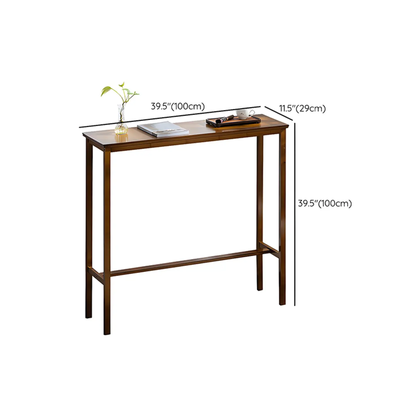 Modern Natural Finish Wooden Fixed Top Footrest Bar Tables #size | homeyfad