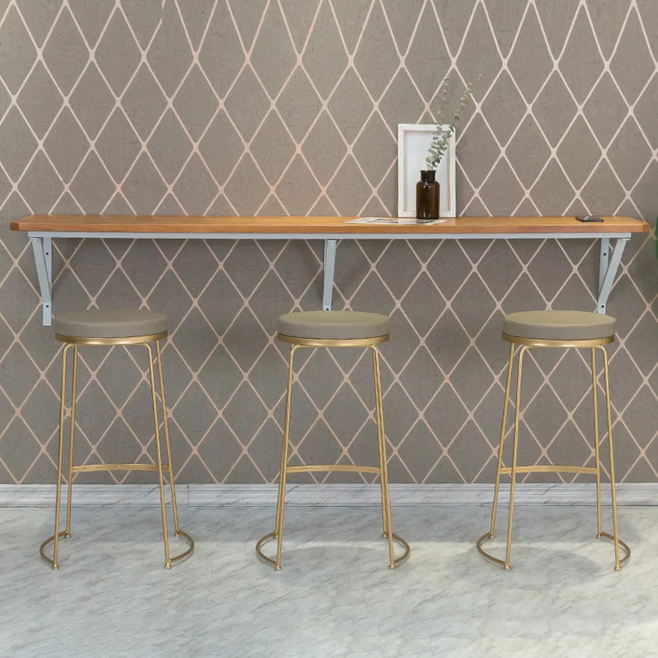 Rectangular Solid Wood Wall Mounted Bar Table Image - 2 | homeyfad