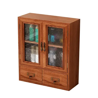Wooden Glass Door Display Cabinet for Home Decor Image - 3