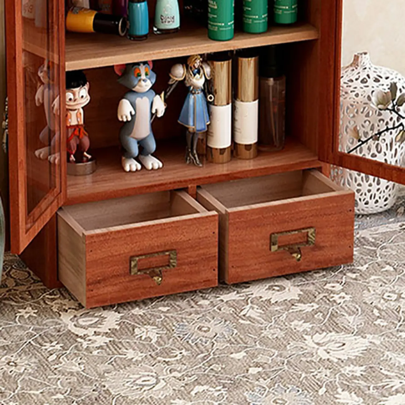 Wooden Glass Door Display Cabinet for Home Decor Image - 6 | homeyfad