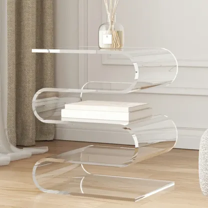 Vintage Acrylic Rectangular Side Table with Storage for Home Image - 4