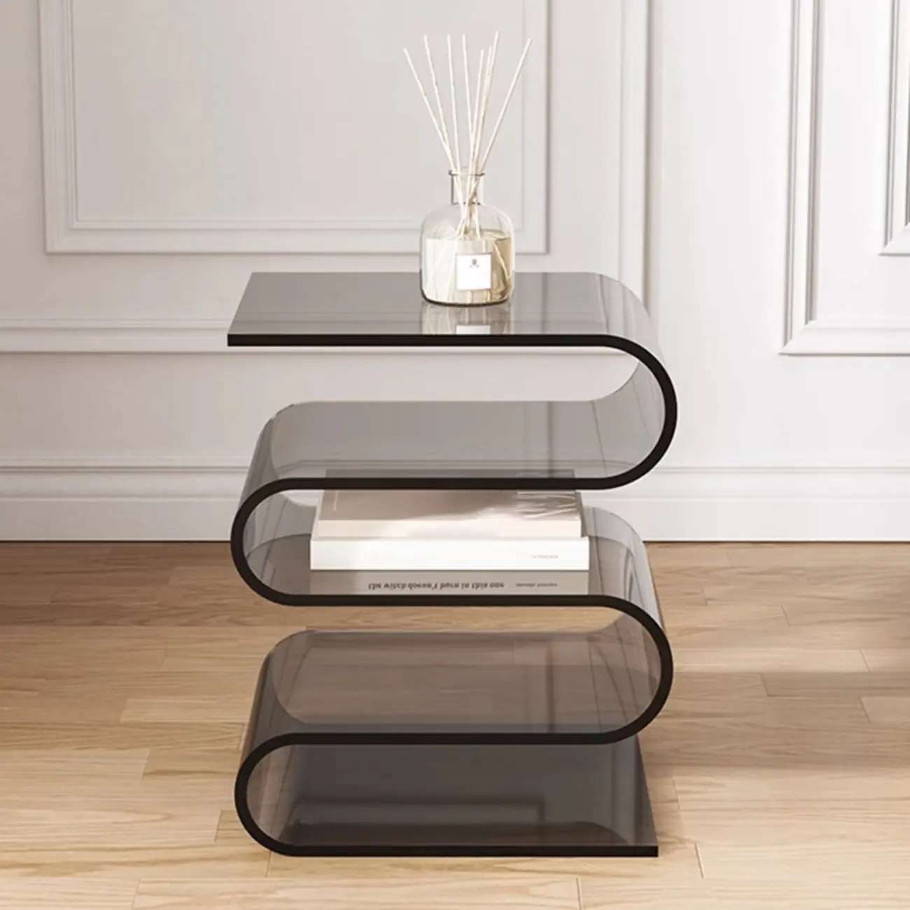 Vintage Acrylic Rectangular Side Table with Storage for Home Image - 12 | homeyfad