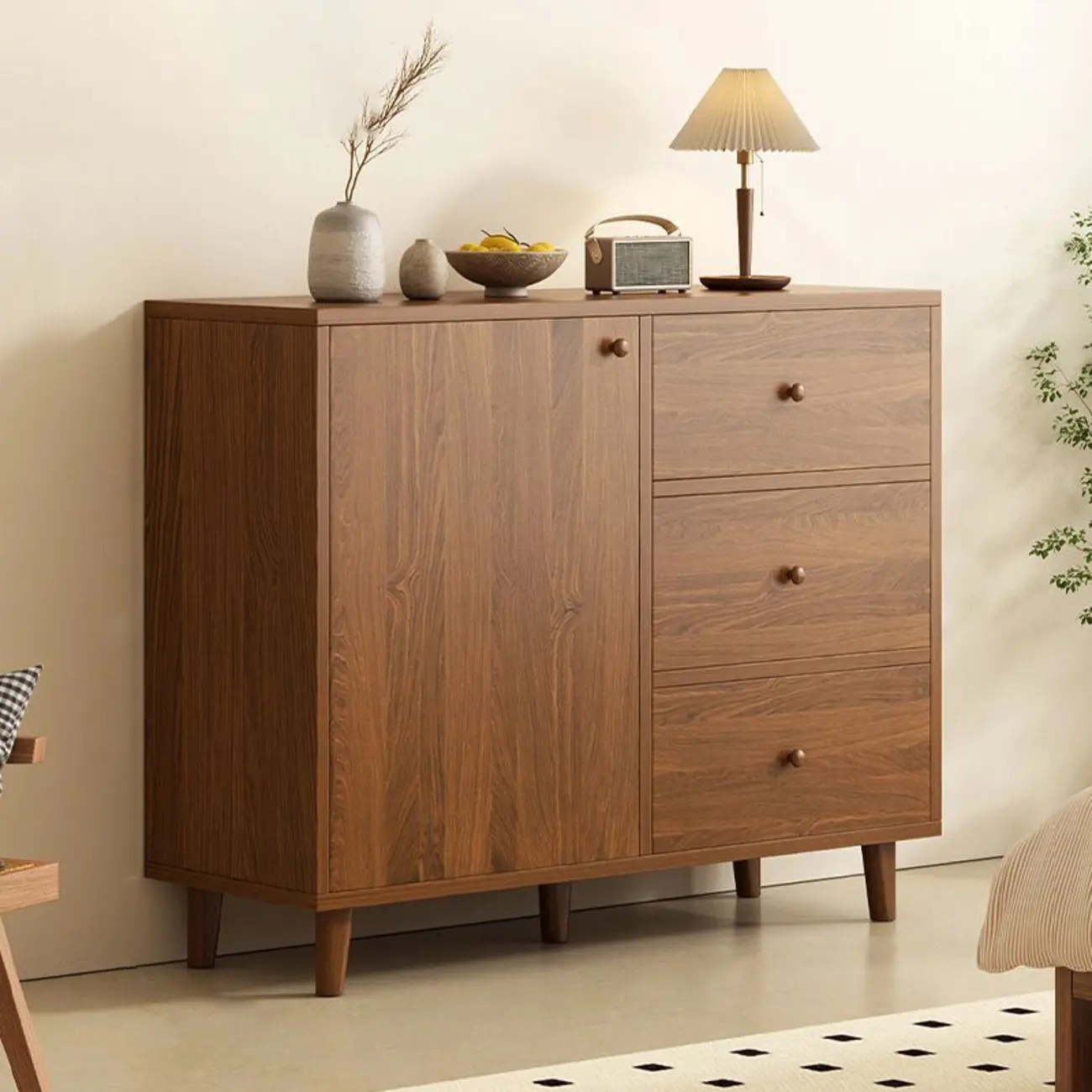 Modish Smooth Brown Wood Storage Cabinet for Kitchen Image - 3 | homeyfad