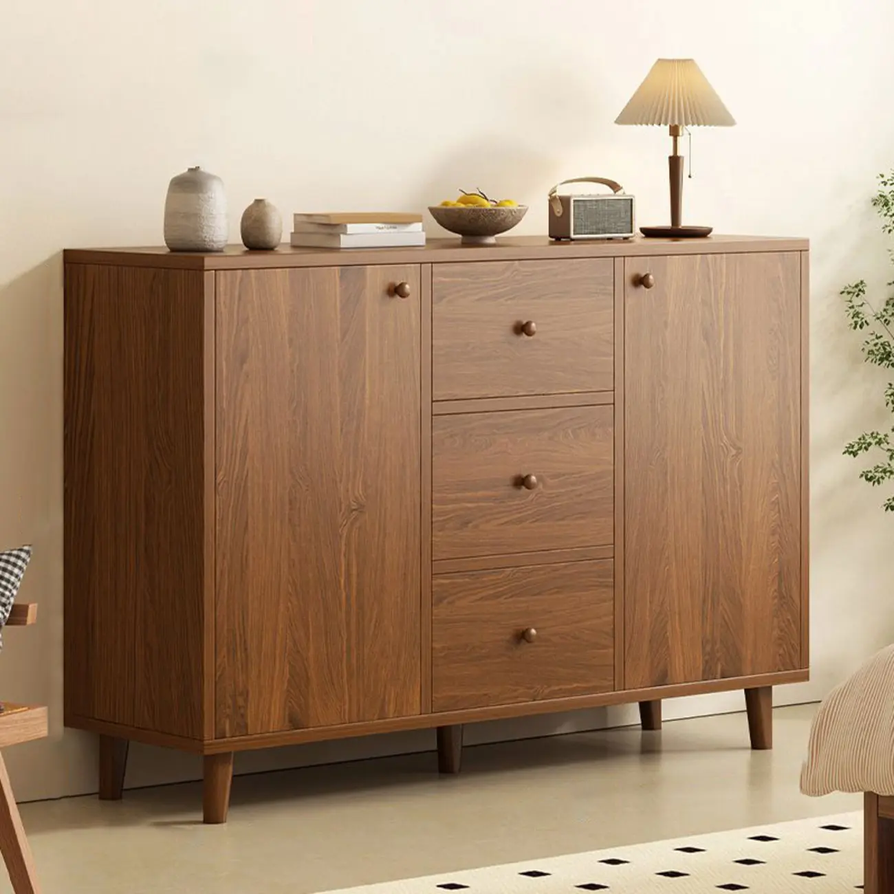 Modish Smooth Brown Wood Storage Cabinet for Kitchen Image - 4 | homeyfad