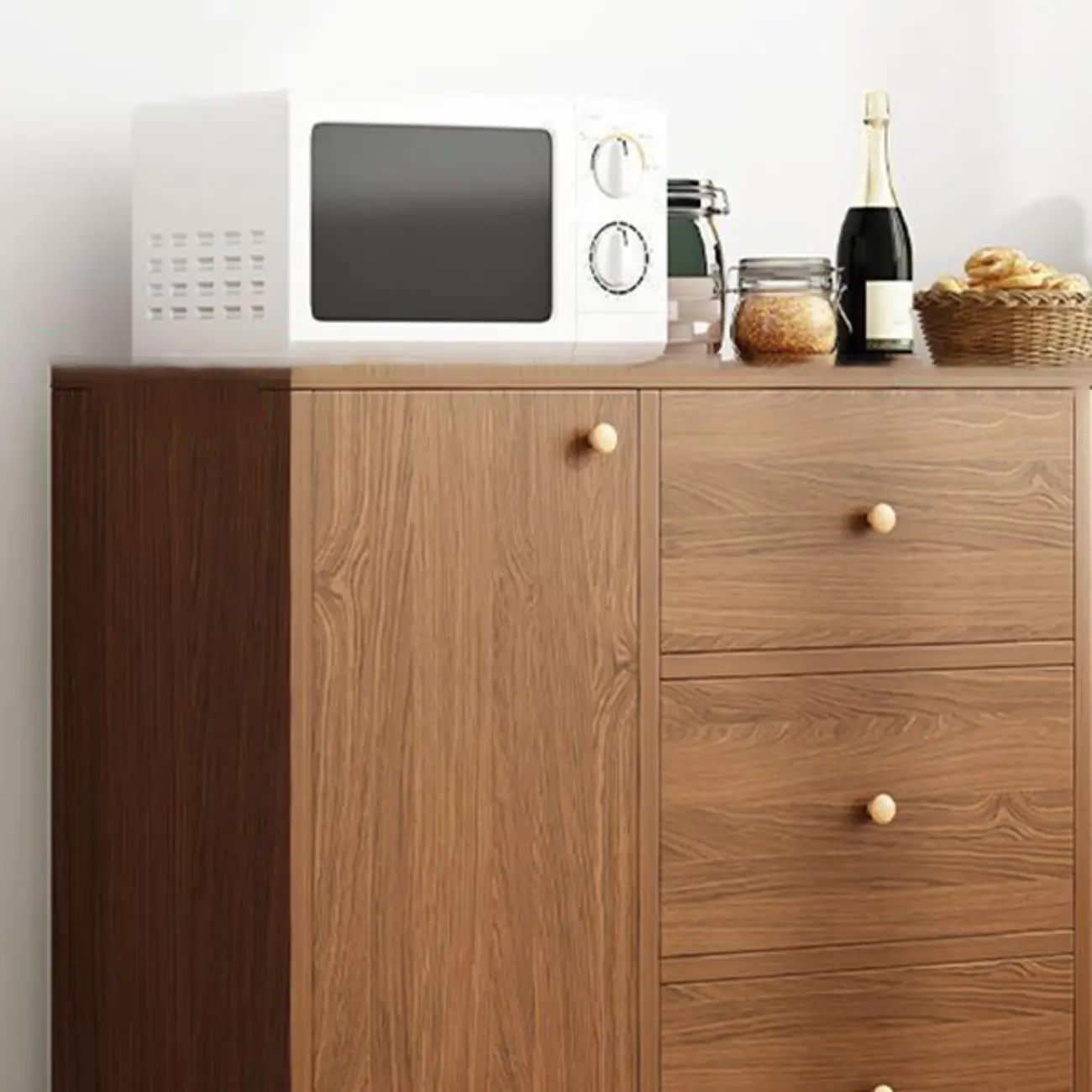 Modish Smooth Brown Wood Storage Cabinet for Kitchen Image - 5 | homeyfad