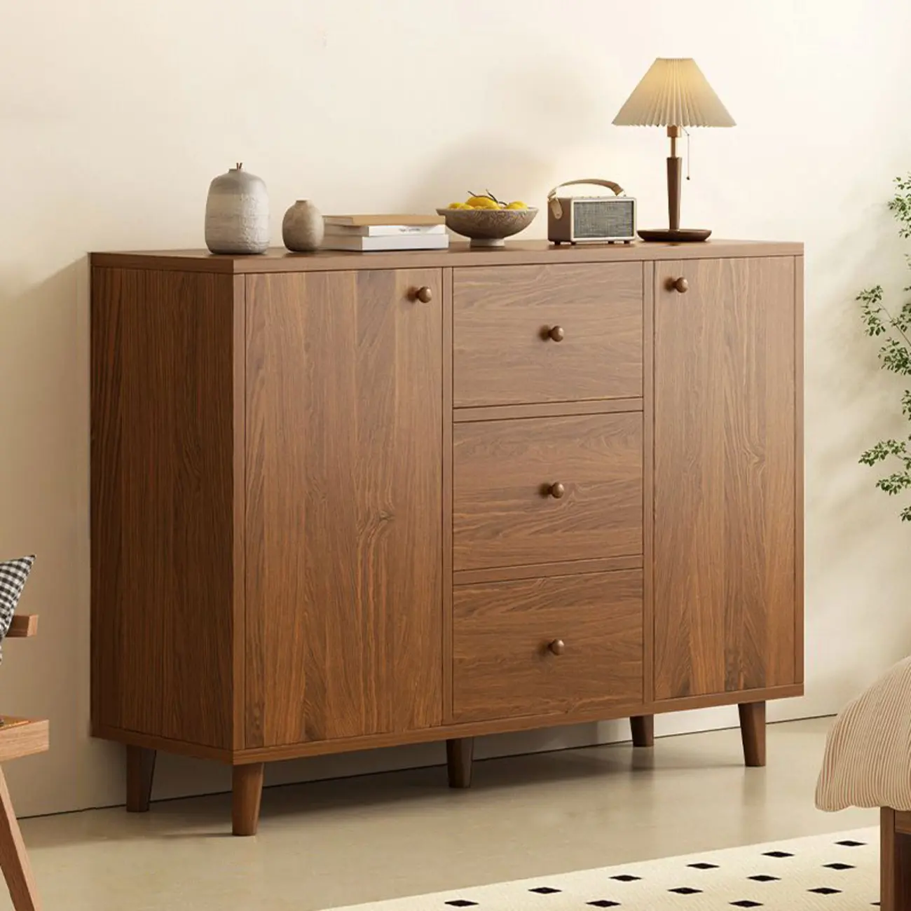 Modish Smooth Brown Wood Storage Cabinet for Kitchen Image - 1 | homeyfad