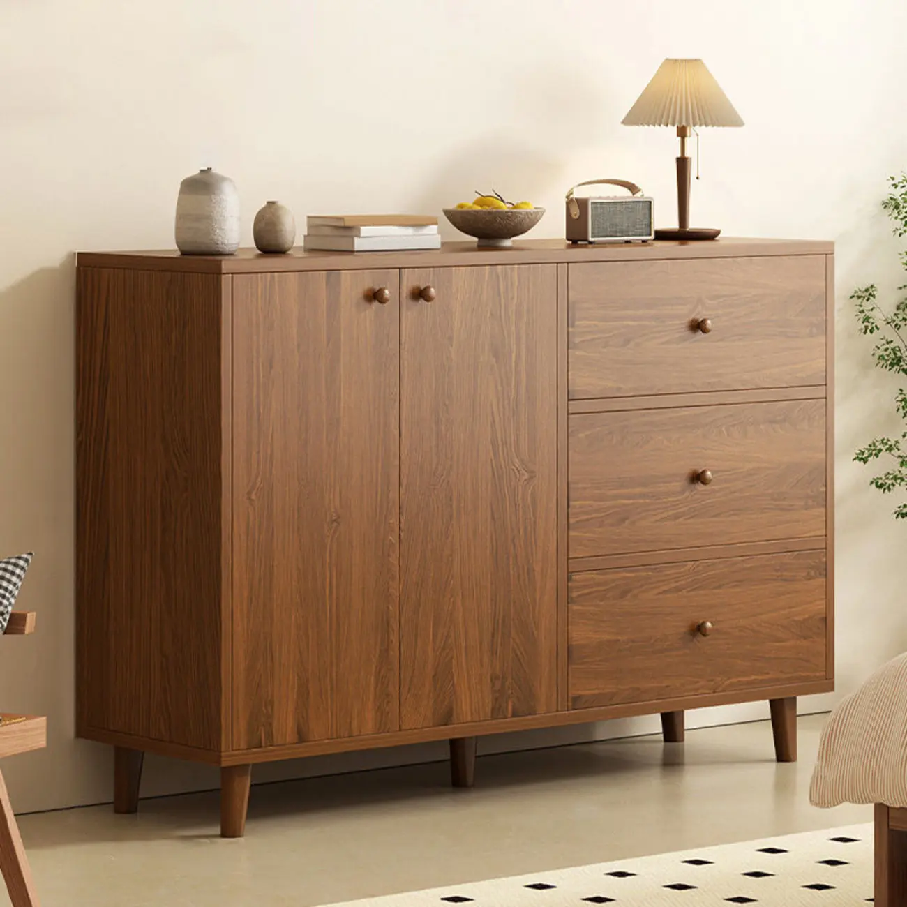 Modish Smooth Brown Wood Storage Cabinet for Kitchen Image - 7 | homeyfad