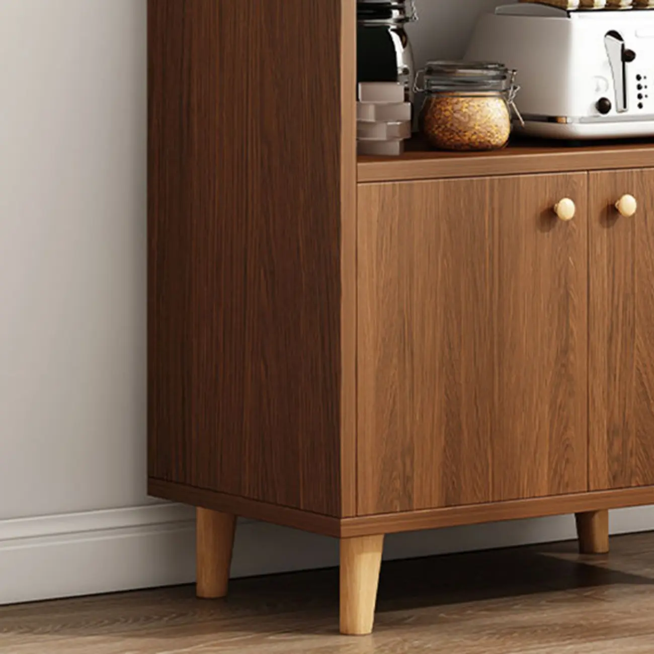 Modish Smooth Brown Wood Storage Cabinet for Kitchen Image - 8 | homeyfad